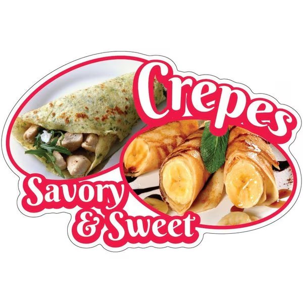 Crepes Savory & Sweet Concession Stand Food Truck Sticker, 12